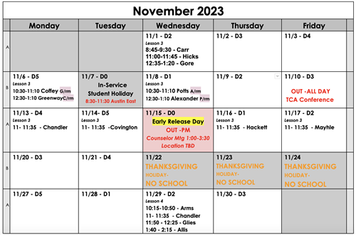 nov calendar